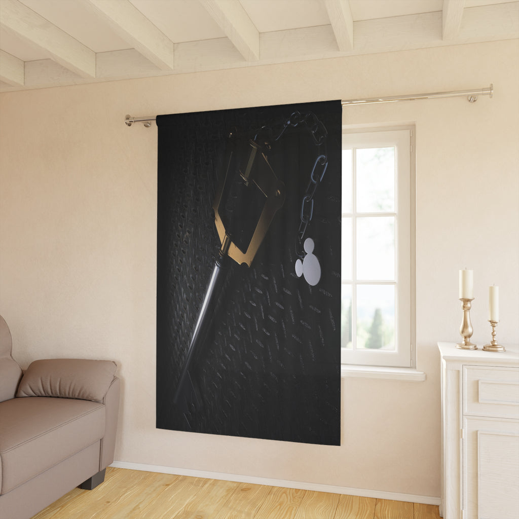 Key Illustration Window Curtain | Gaming Sword Decor, Dark Metal Texture