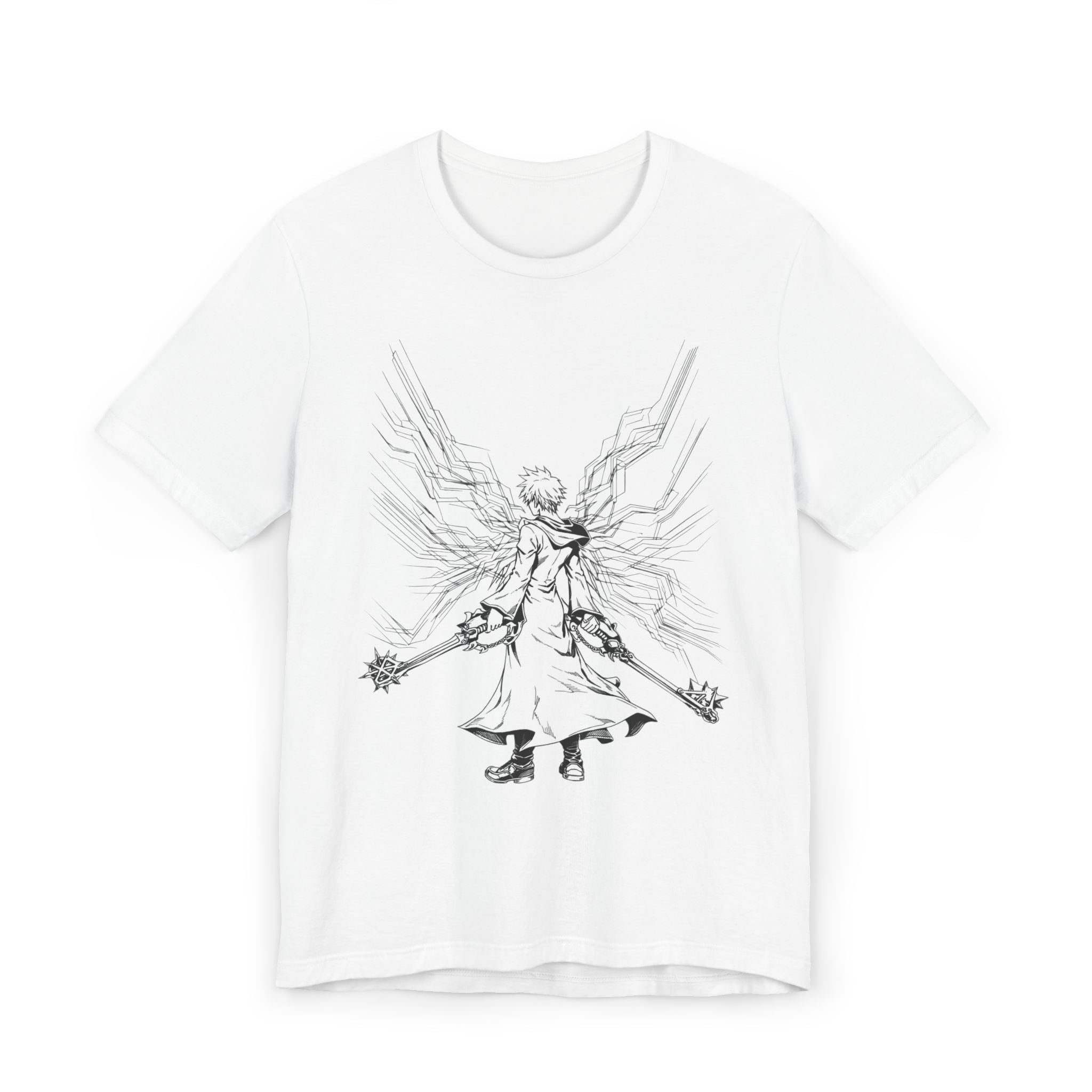Angelic Warrior Sketch T-Shirt | Fantasy Illustration, Sword & Wings
