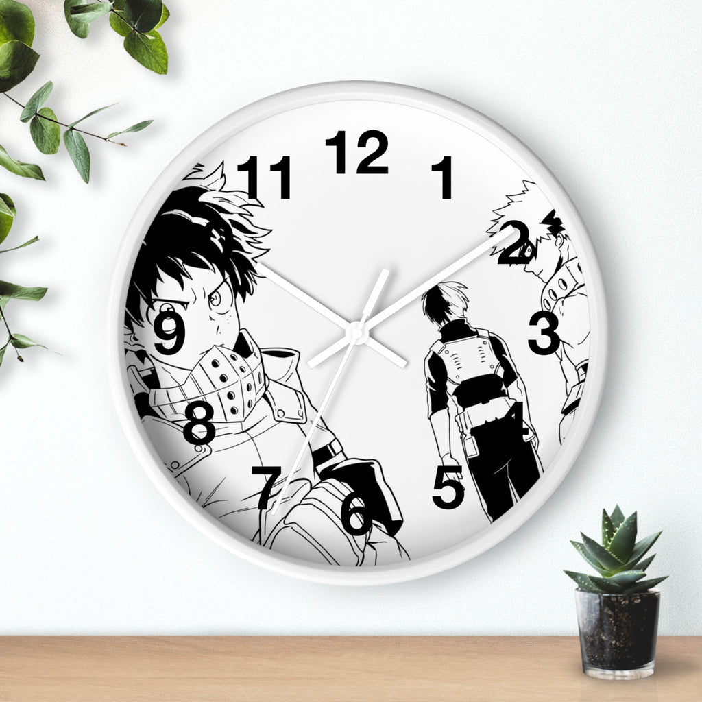 Black and White Anime Heroes Wall Clock | Manga Panel Timepiece