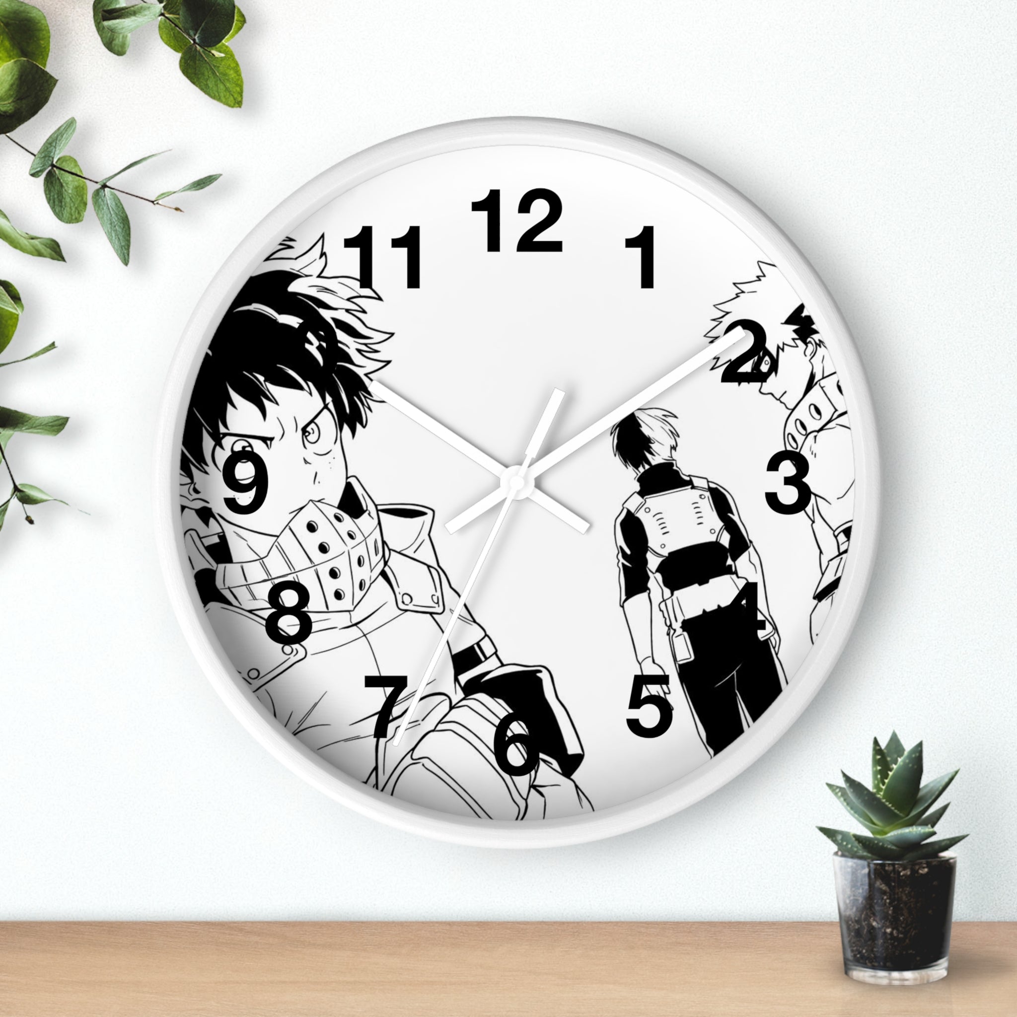 Black and White Anime Heroes Wall Clock | Manga Panel Timepiece