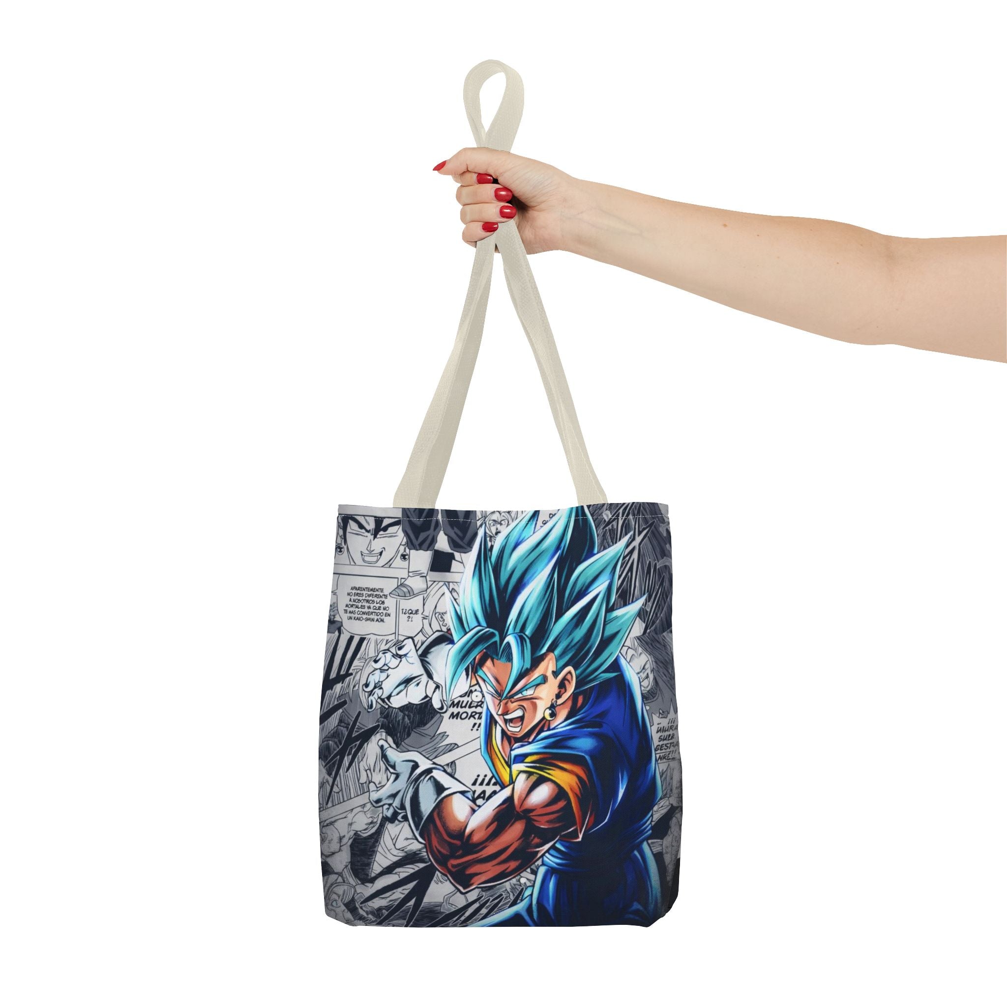 Blue Super Saiyan Illustration Tote Bag | Anime Manga Panel Background