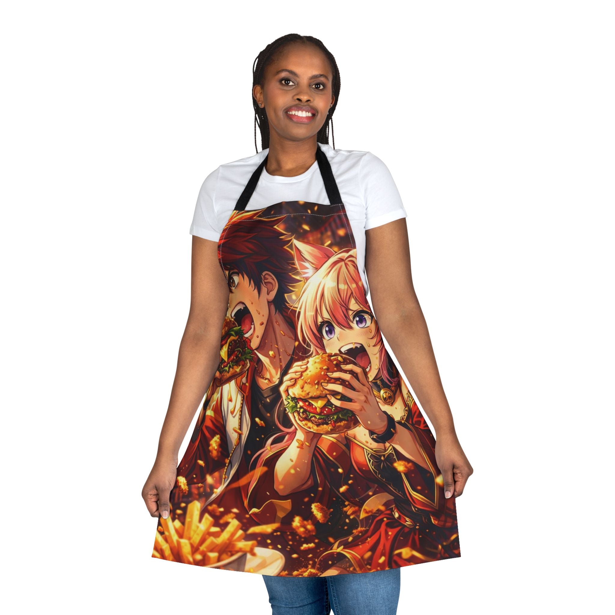 Anime Characters Eating Burgers Apron | AOP 5-Color Straps
