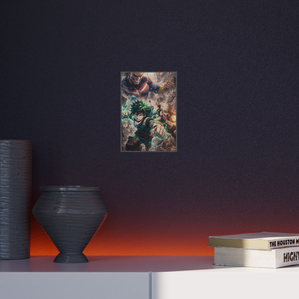 Anime Action Foam Board Poster — Dynamic Hero Trio Wall Art