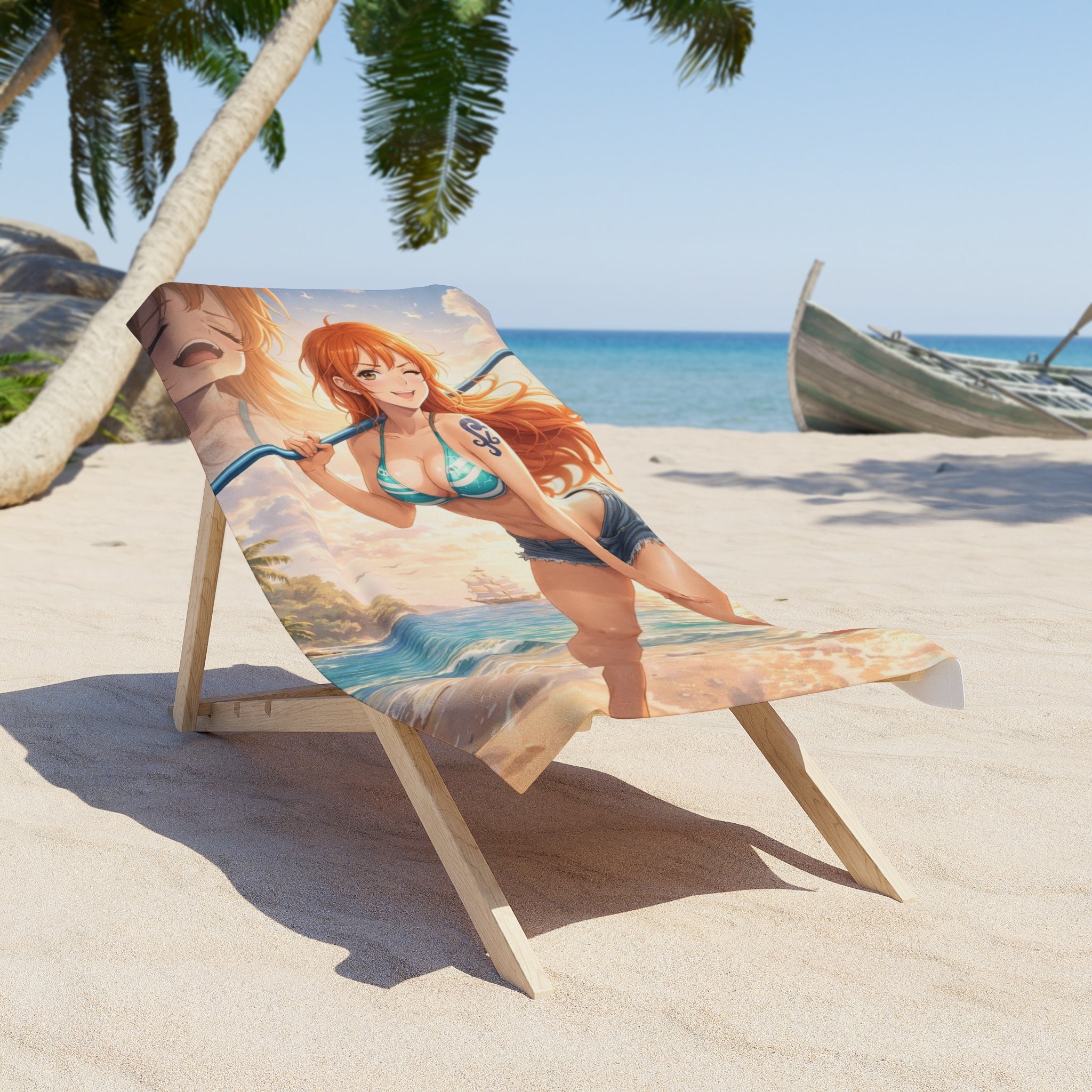 Anime Beach Towel — Female Pirate  Bikini Design