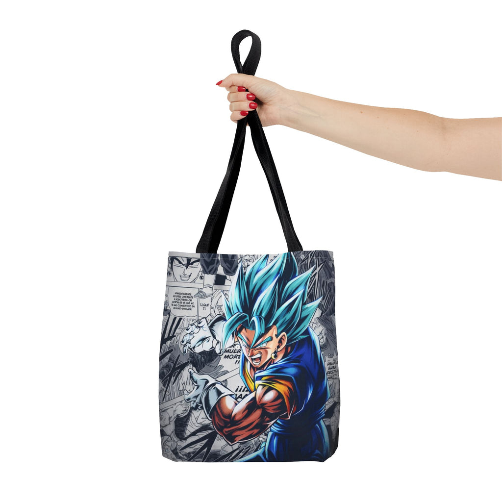 Blue Super Saiyan Illustration Tote Bag | Anime Manga Panel Background