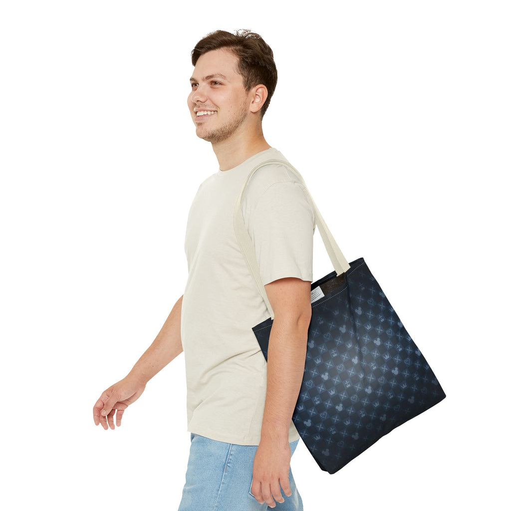 Dark Blue Patterned Monogram Tote | All-Over Print Tote