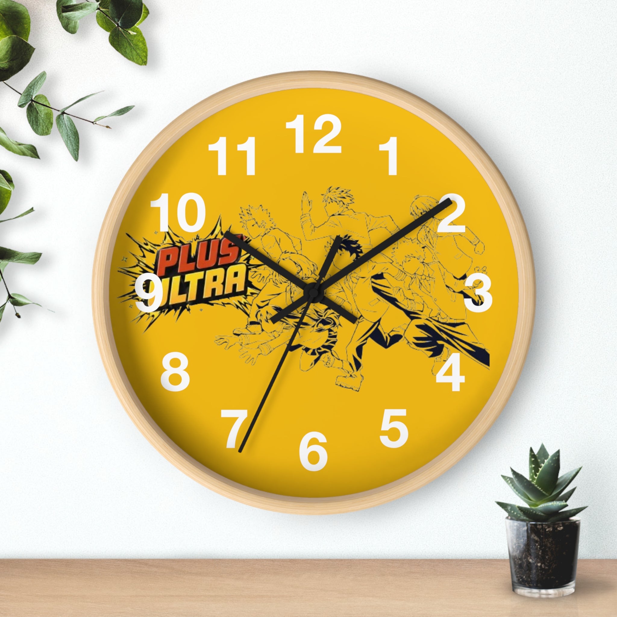 Plus Ultra Heroes Wall Clock | Yellow Anime Action Clock