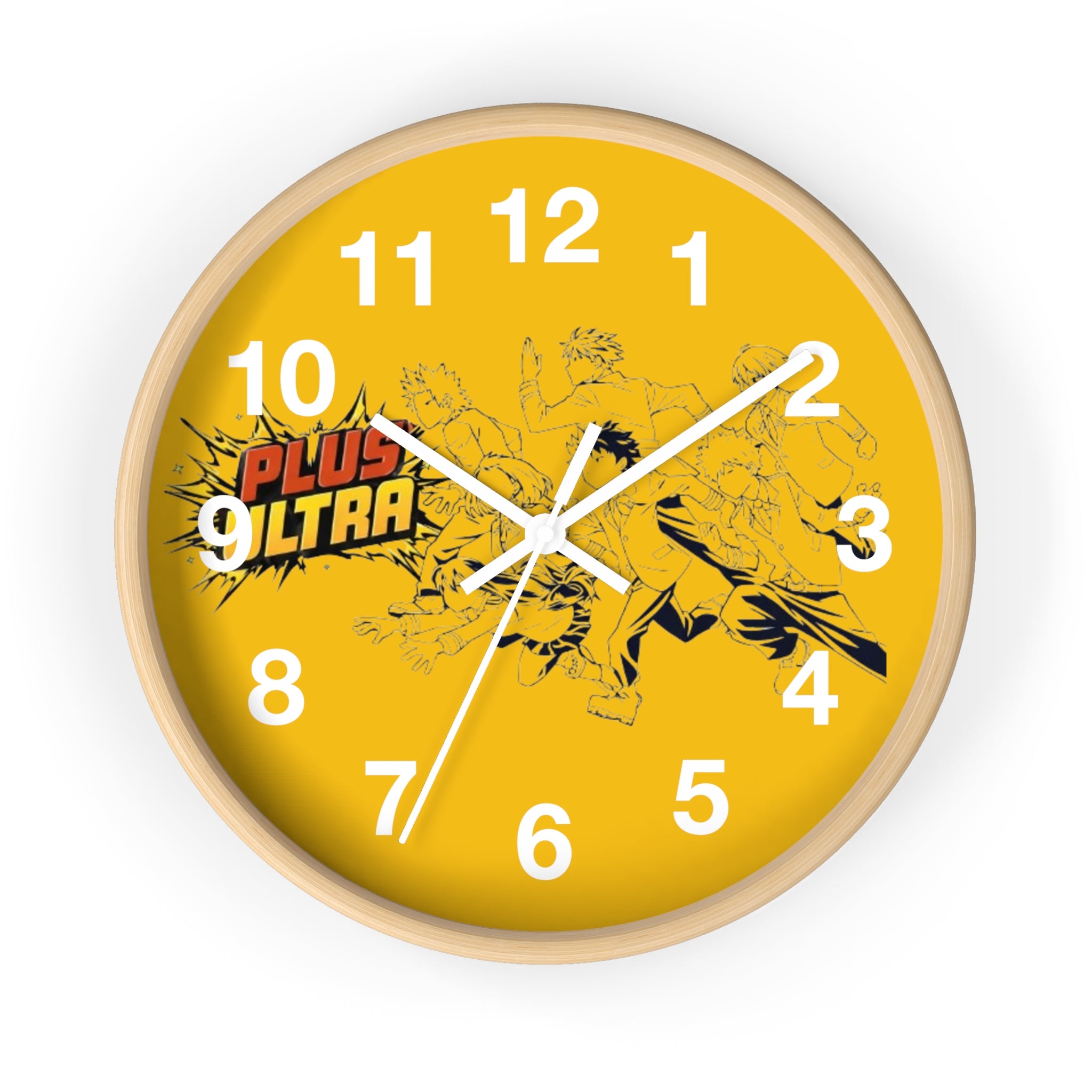 Plus Ultra Heroes Wall Clock | Yellow Anime Action Clock