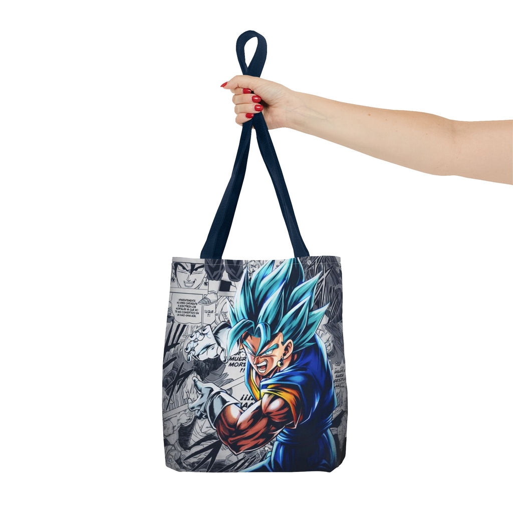 Blue Super Saiyan Illustration Tote Bag | Anime Manga Panel Background