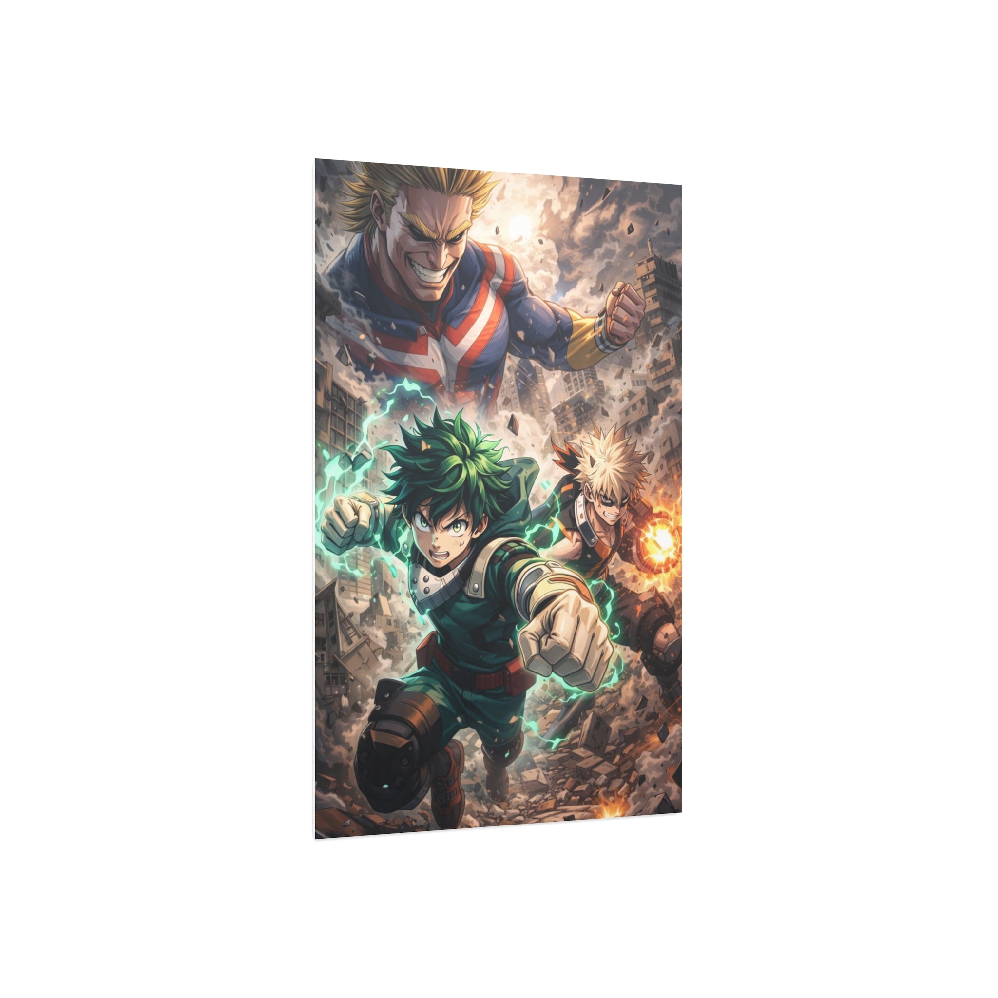 Anime Action Foam Board Poster — Dynamic Hero Trio Wall Art