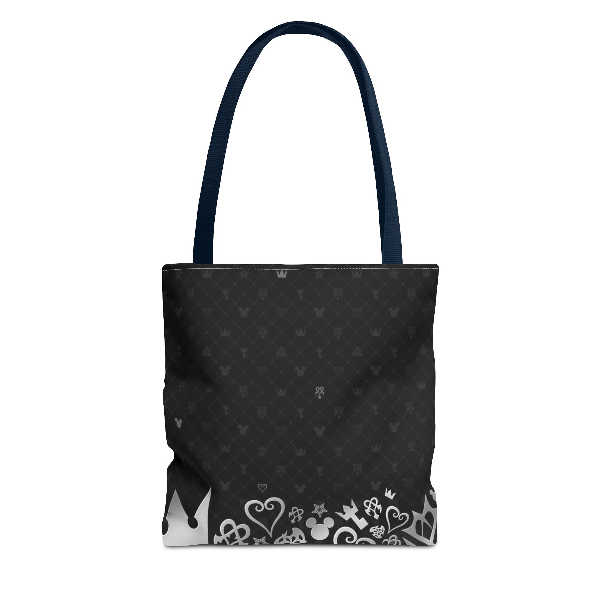 Black Heart Pattern Crown Tote Bag | Floral Border