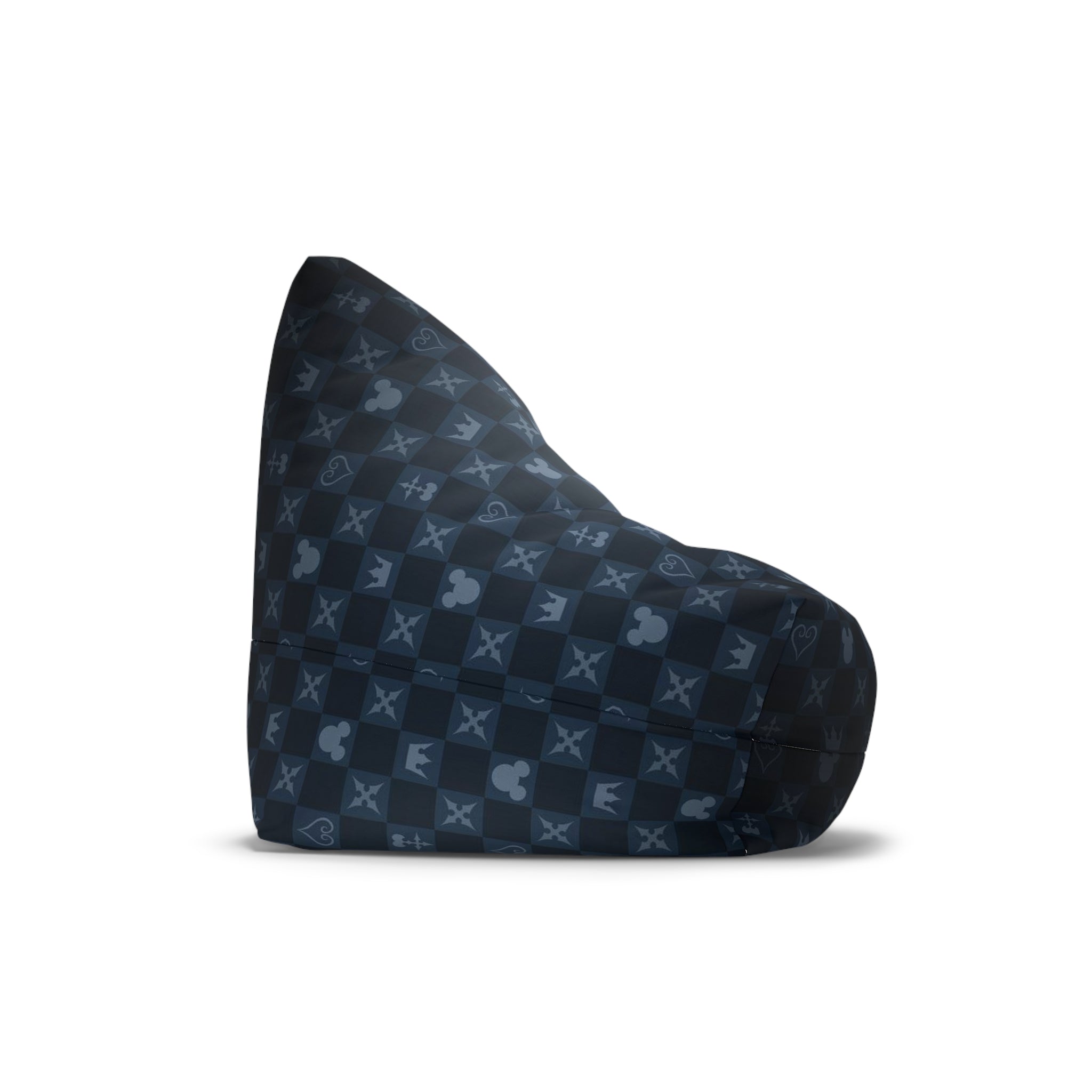 Monogram Crown Pattern Bean Bag Cover | Dark Blue Checker Icons