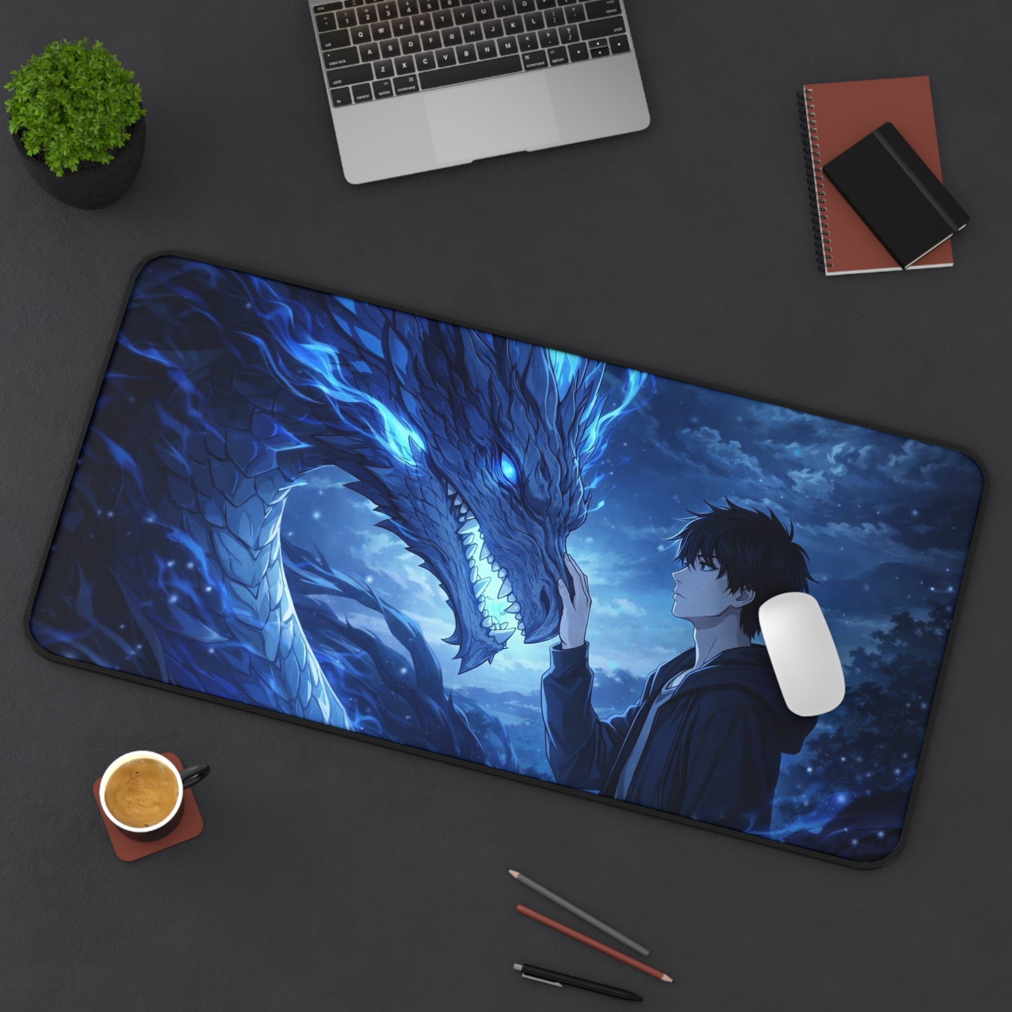 Dragon Bond Desk Mat — Anime Blue Dragon Gaming Mouse Pad