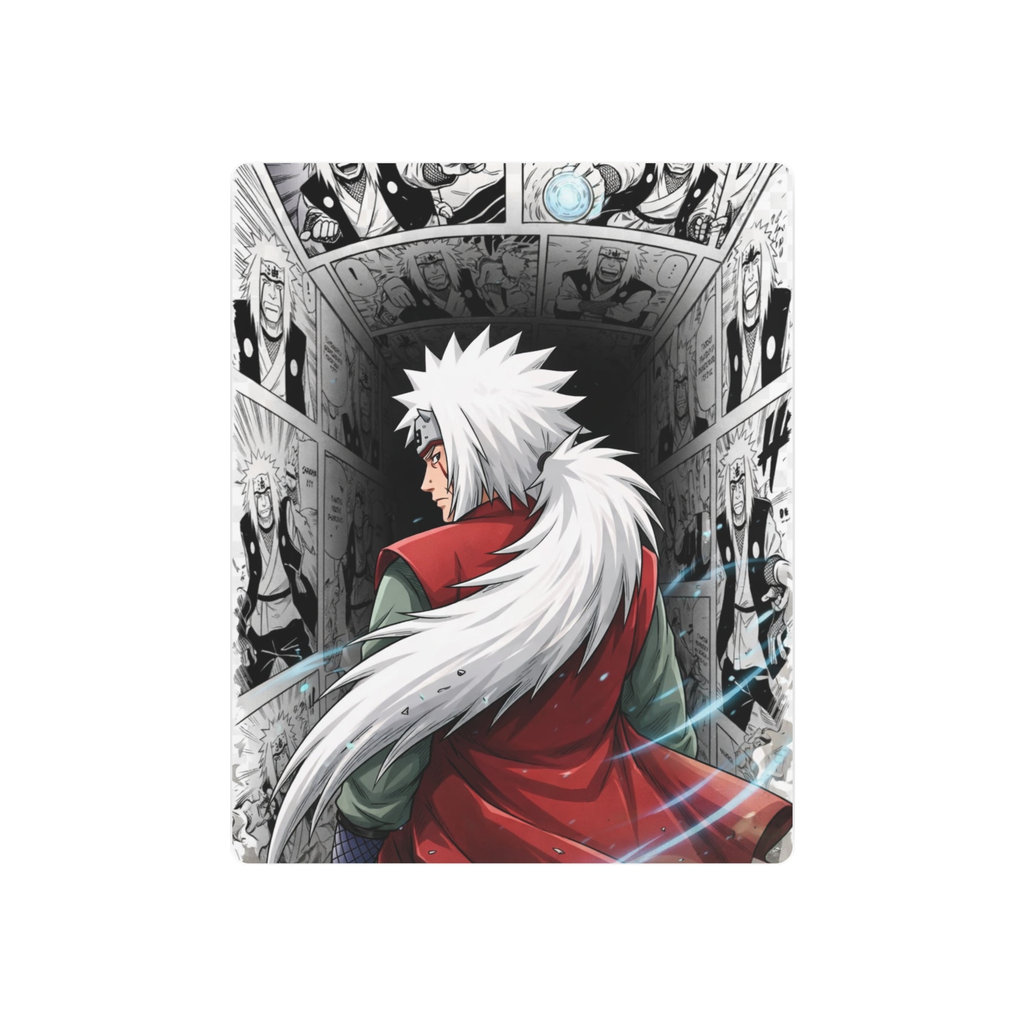 White-Haired Ninja Illustration Metal Art Sign | Anime Manga Wall Decor