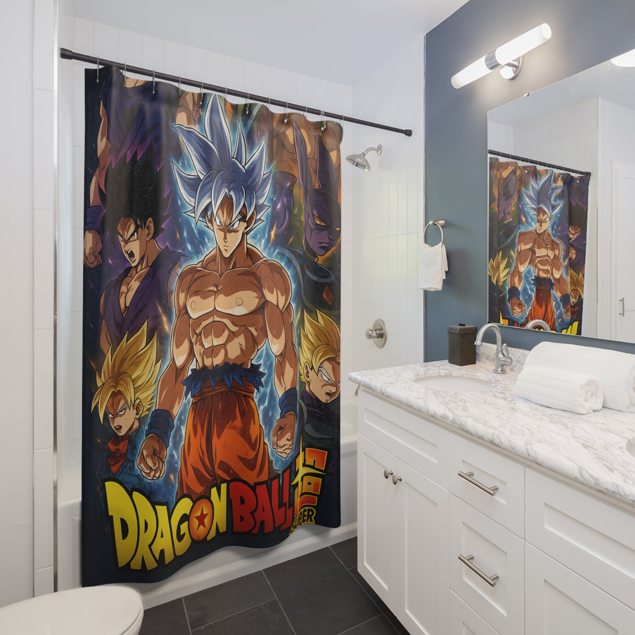 Dragon Ball Super Goku Shower Curtain | Anime Bathroom Decor