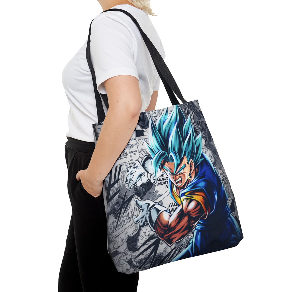 Blue Super Saiyan Illustration Tote Bag | Anime Manga Panel Background