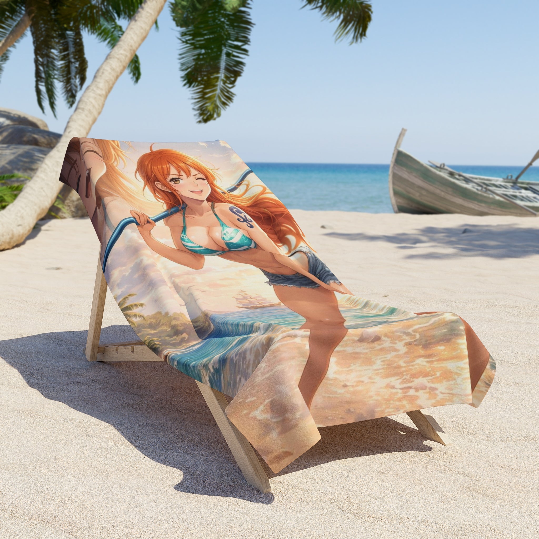 Anime Beach Towel — Female Pirate  Bikini Design