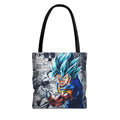Blue Super Saiyan Illustration Tote Bag | Anime Manga Panel Background