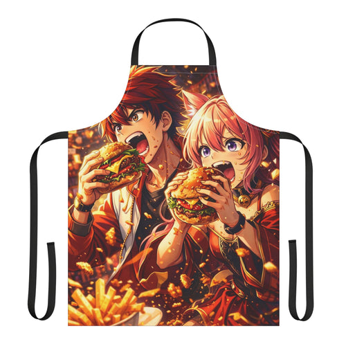Anime Characters Eating Burgers Apron | AOP 5-Color Straps
