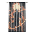 Flaming Superpowered Silhouette Window Curtain | Anime Energy Scene