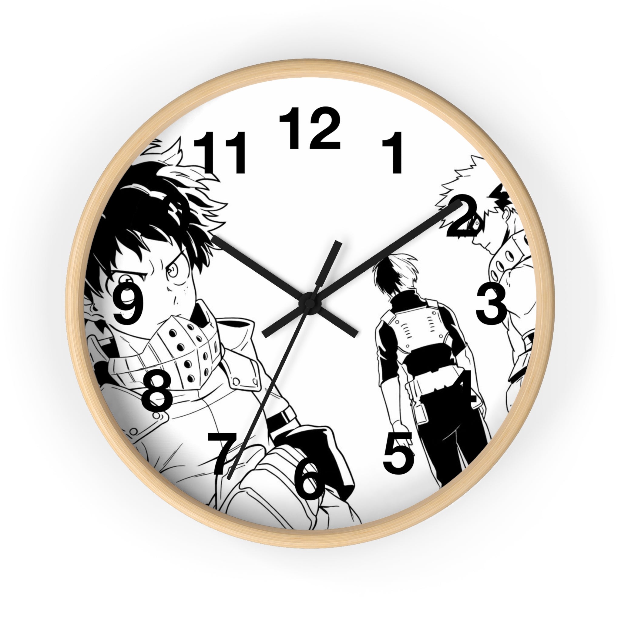 Black and White Anime Heroes Wall Clock | Manga Panel Timepiece