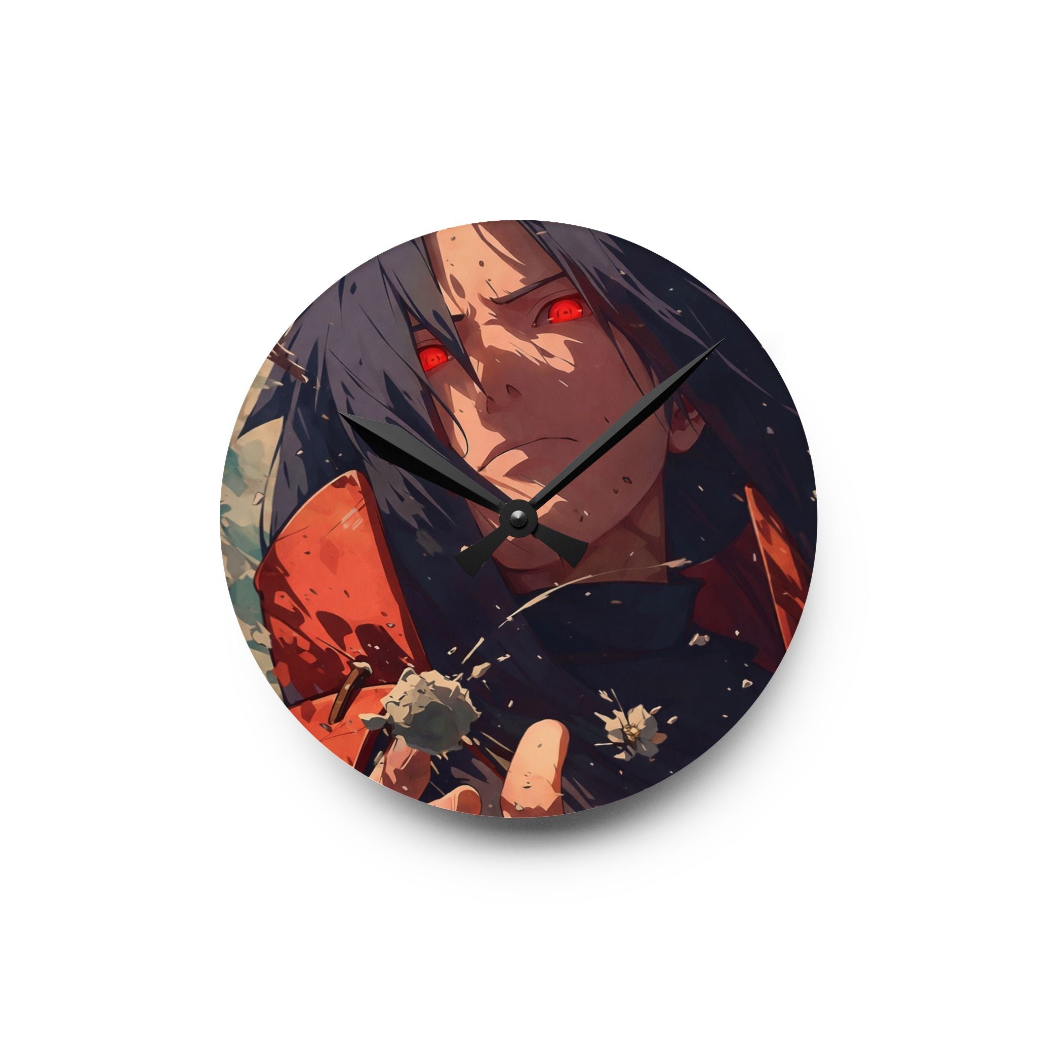Anime Wall Clock — Red-Eyed Dark Hero Acrylic Clock