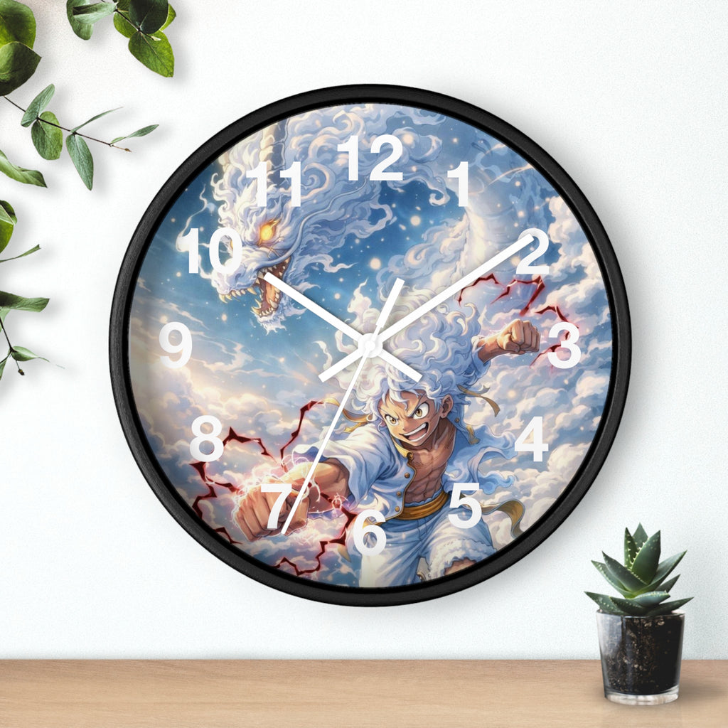 Storm Dragon Warrior Wall Clock | Fantasy Anime Lightning Art