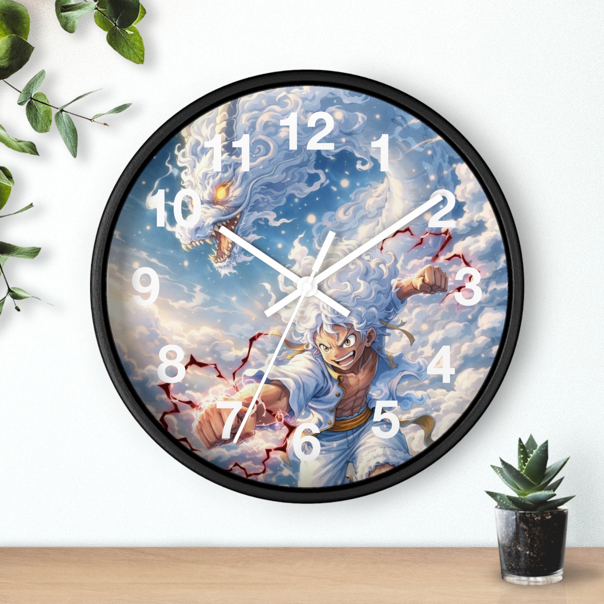 Storm Dragon Warrior Wall Clock | Fantasy Anime Lightning Art