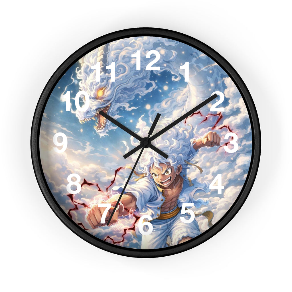 Storm Dragon Warrior Wall Clock | Fantasy Anime Lightning Art