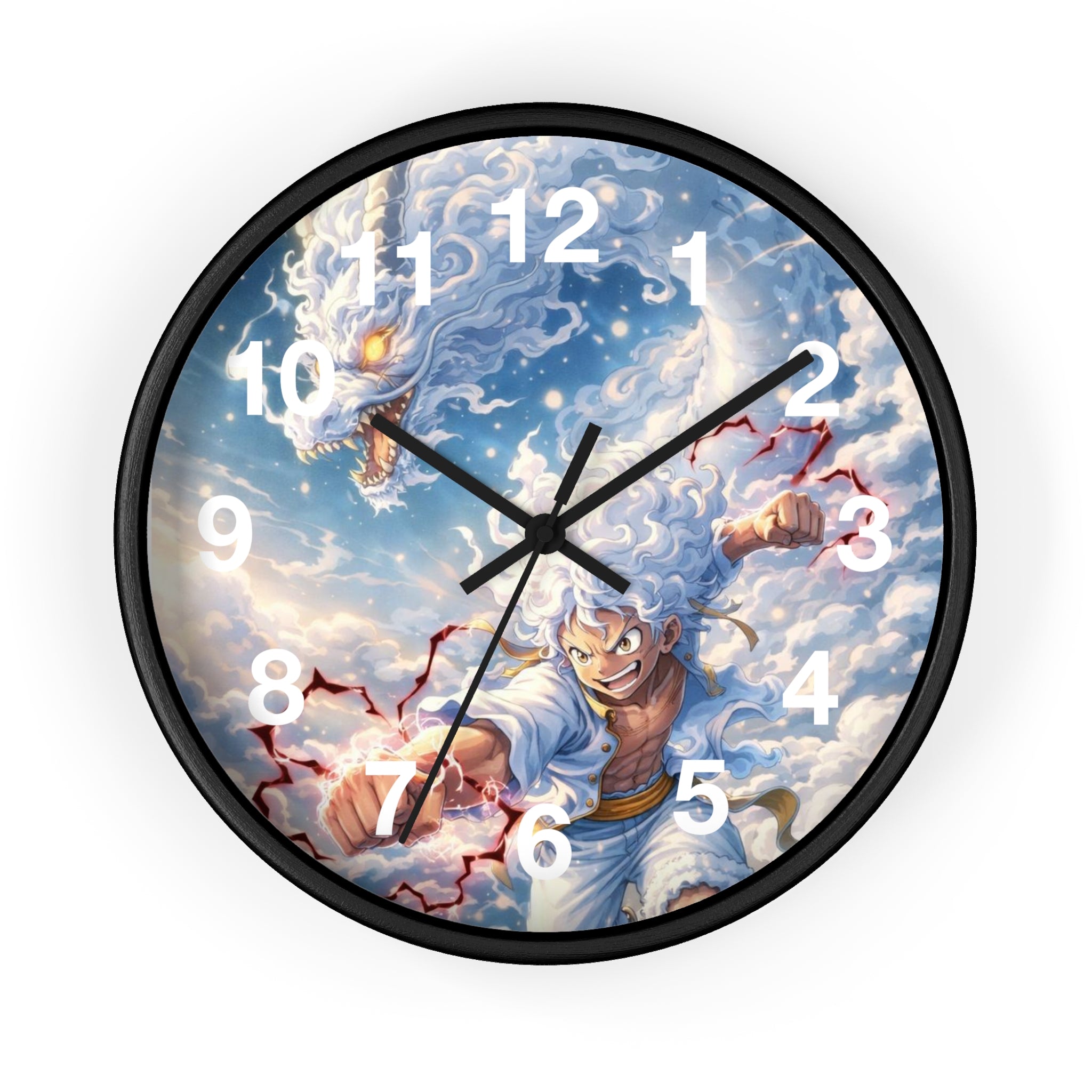 Storm Dragon Warrior Wall Clock | Fantasy Anime Lightning Art