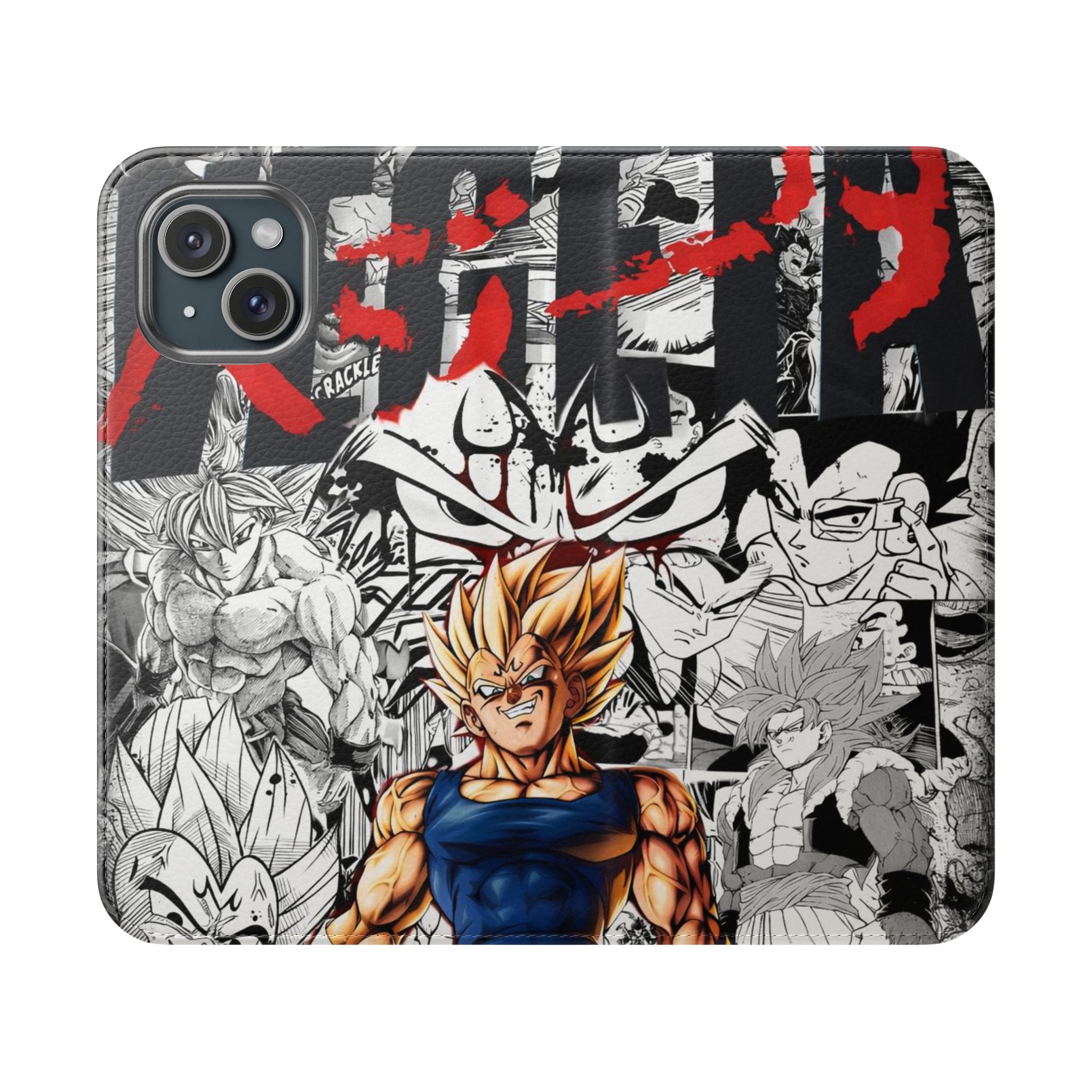 Anime Saiyan Collage Flip Case — Super Saiyan Goku Phone Wallet