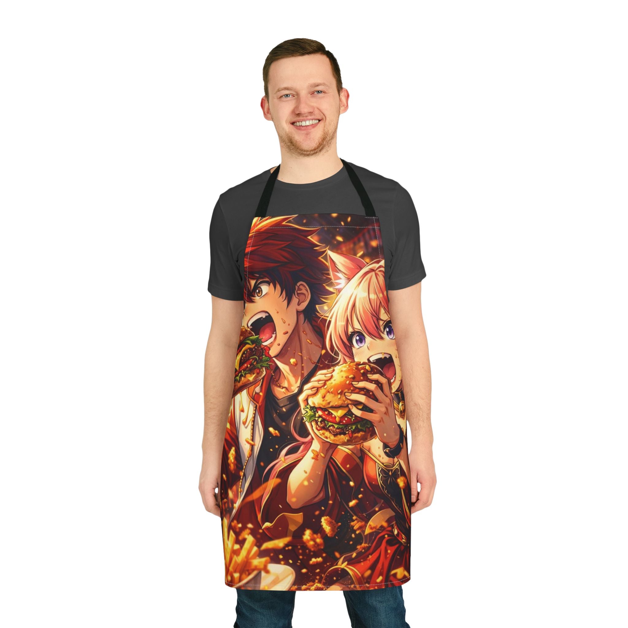 Anime Characters Eating Burgers Apron | AOP 5-Color Straps