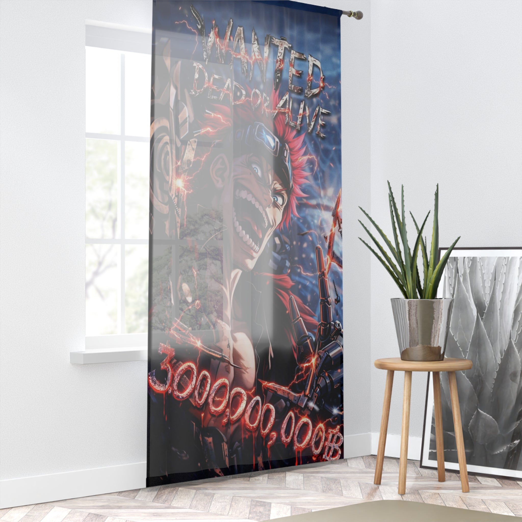 Wanted Dead or Alive 3,000,000,000B Window Curtain