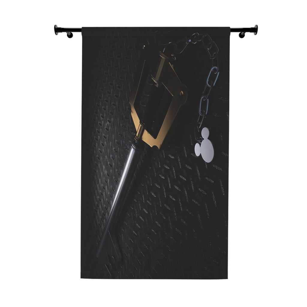 Key Illustration Window Curtain | Gaming Sword Decor, Dark Metal Texture