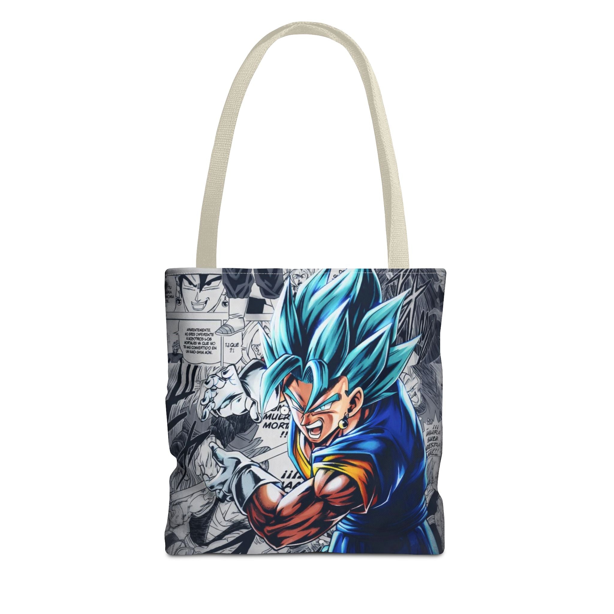 Blue Super Saiyan Illustration Tote Bag | Anime Manga Panel Background