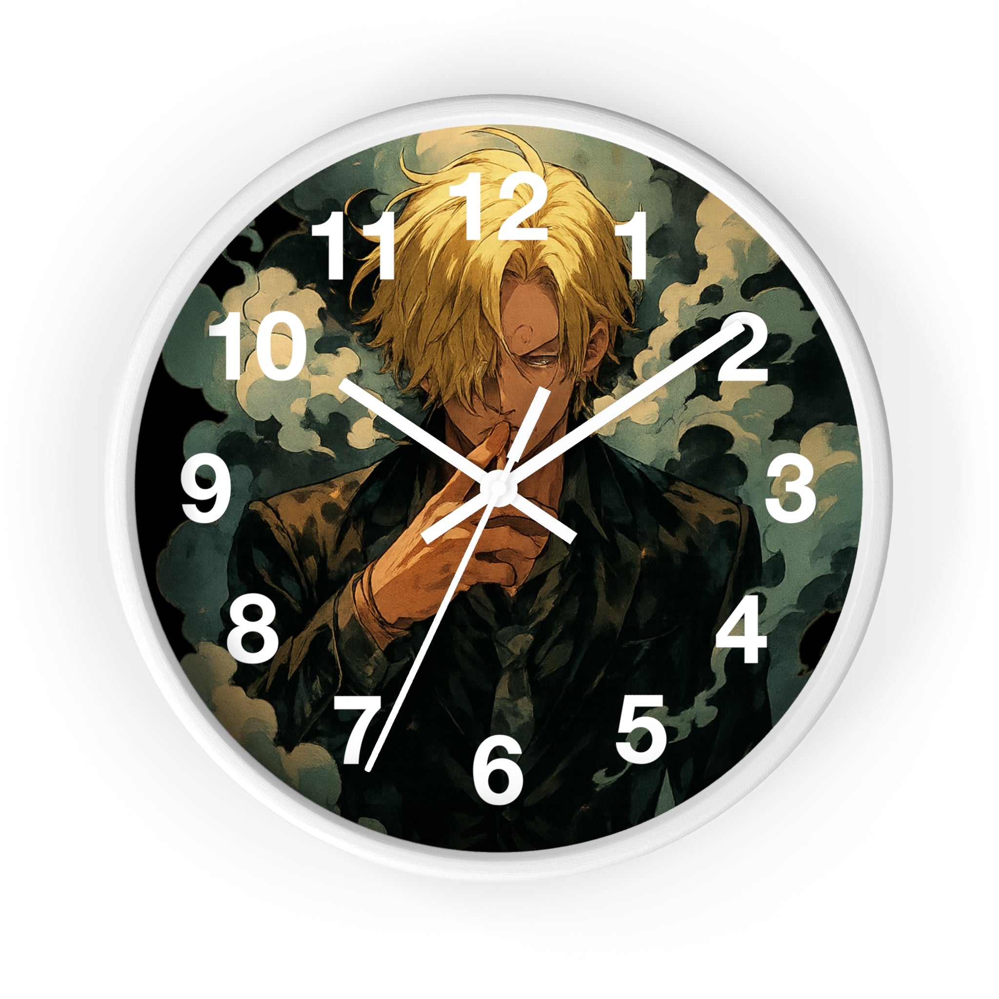 Blond Anime Man Smoking Wall Clock | Illustrated Character, Dark Moody Art