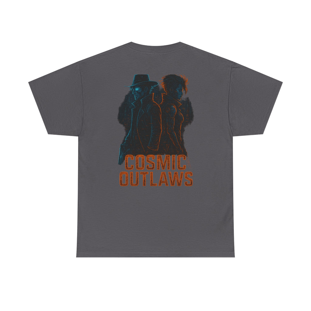 Cosmic Outlaws Graphic Tee | Space-Themed Apparel, Unisex Heavy Cotton Tee, Galaxy T-Shirt, Vintage Style Shirt, Unique Gift Idea