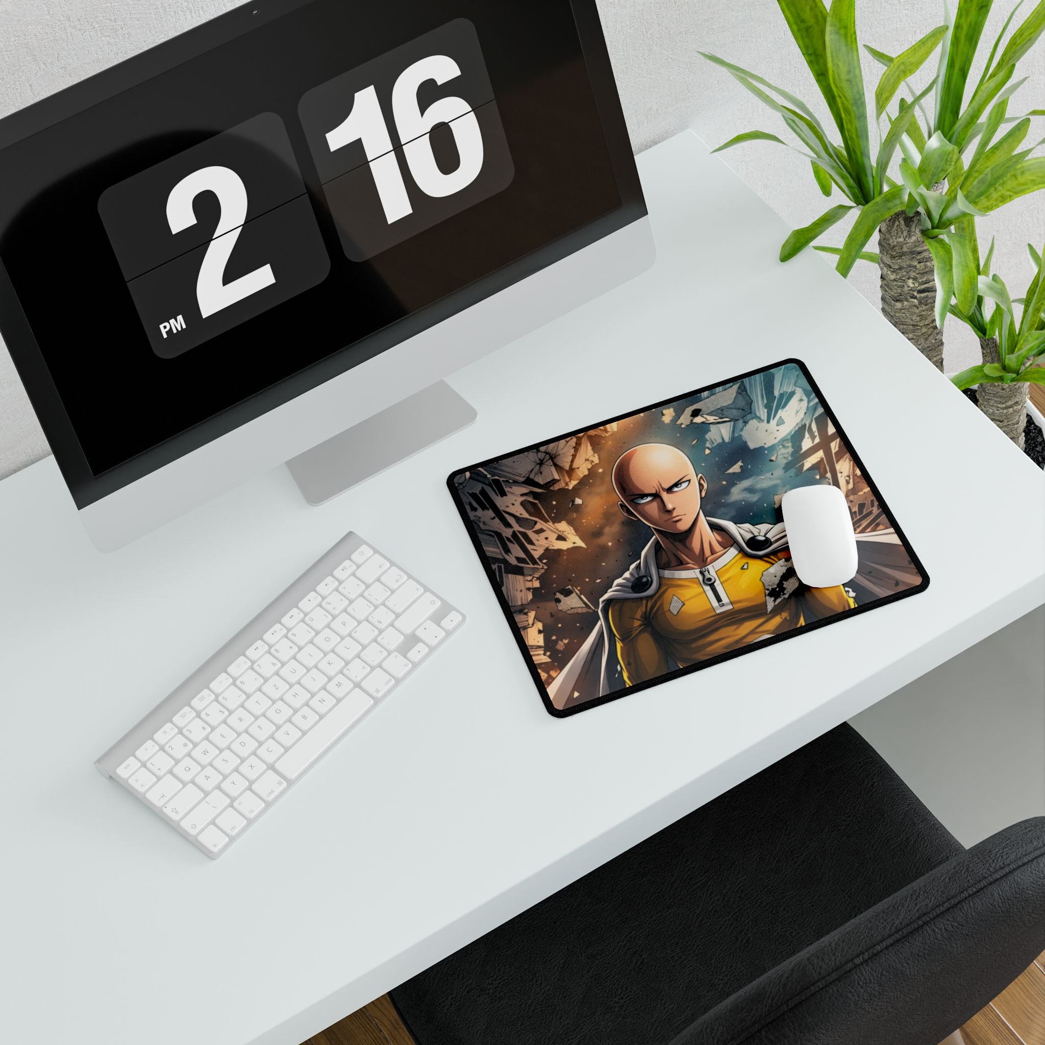 Saitama One Punch Man Desk Mat | Anime Gaming Mousepad, Oversized Desk Pad