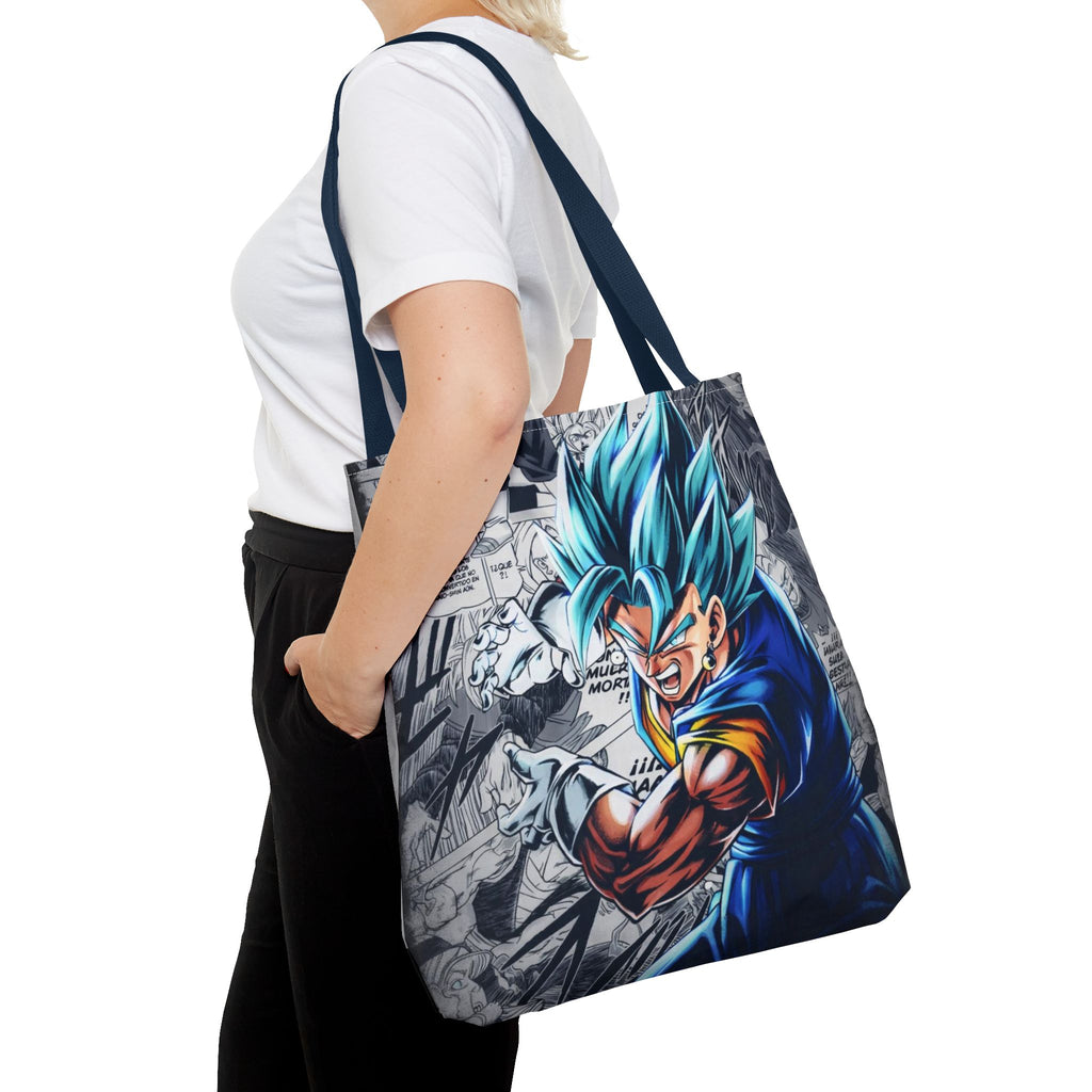 Blue Super Saiyan Illustration Tote Bag | Anime Manga Panel Background