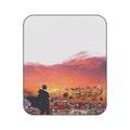 Sunset Cityscape with Carved Faces Picnic Blanket | Scenic Sunset Illustration