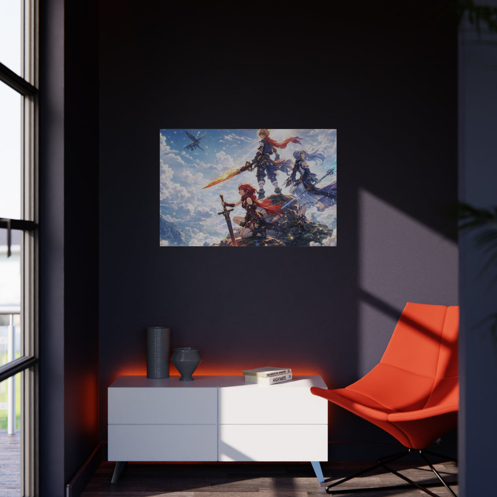 Fantasy RPG Heroes Foam Board | Sword, Sky, Epic Adventure Scene