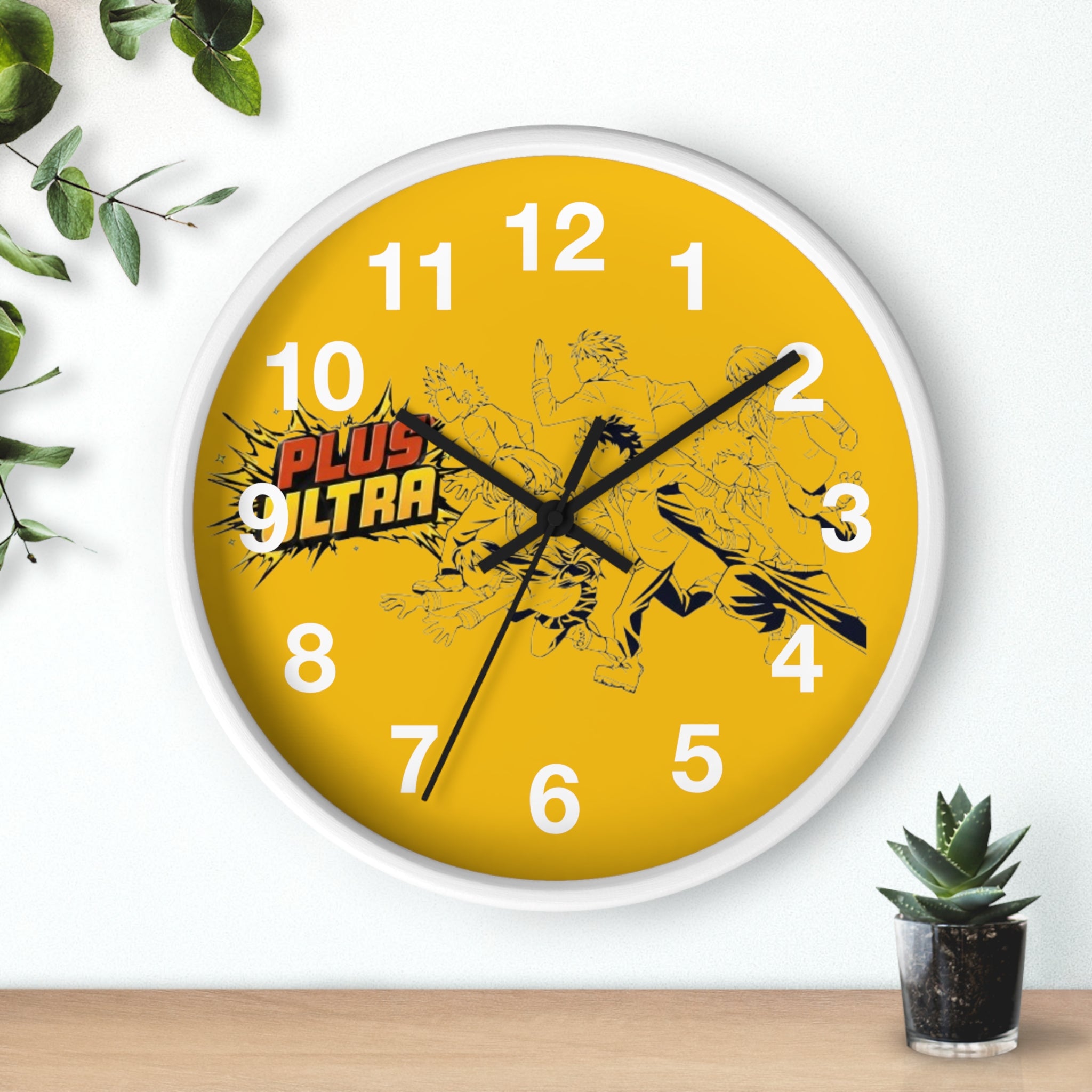 Plus Ultra Heroes Wall Clock | Yellow Anime Action Clock