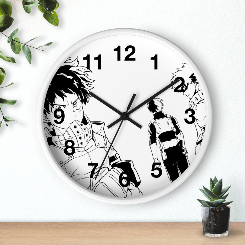 Black and White Anime Heroes Wall Clock | Manga Panel Timepiece