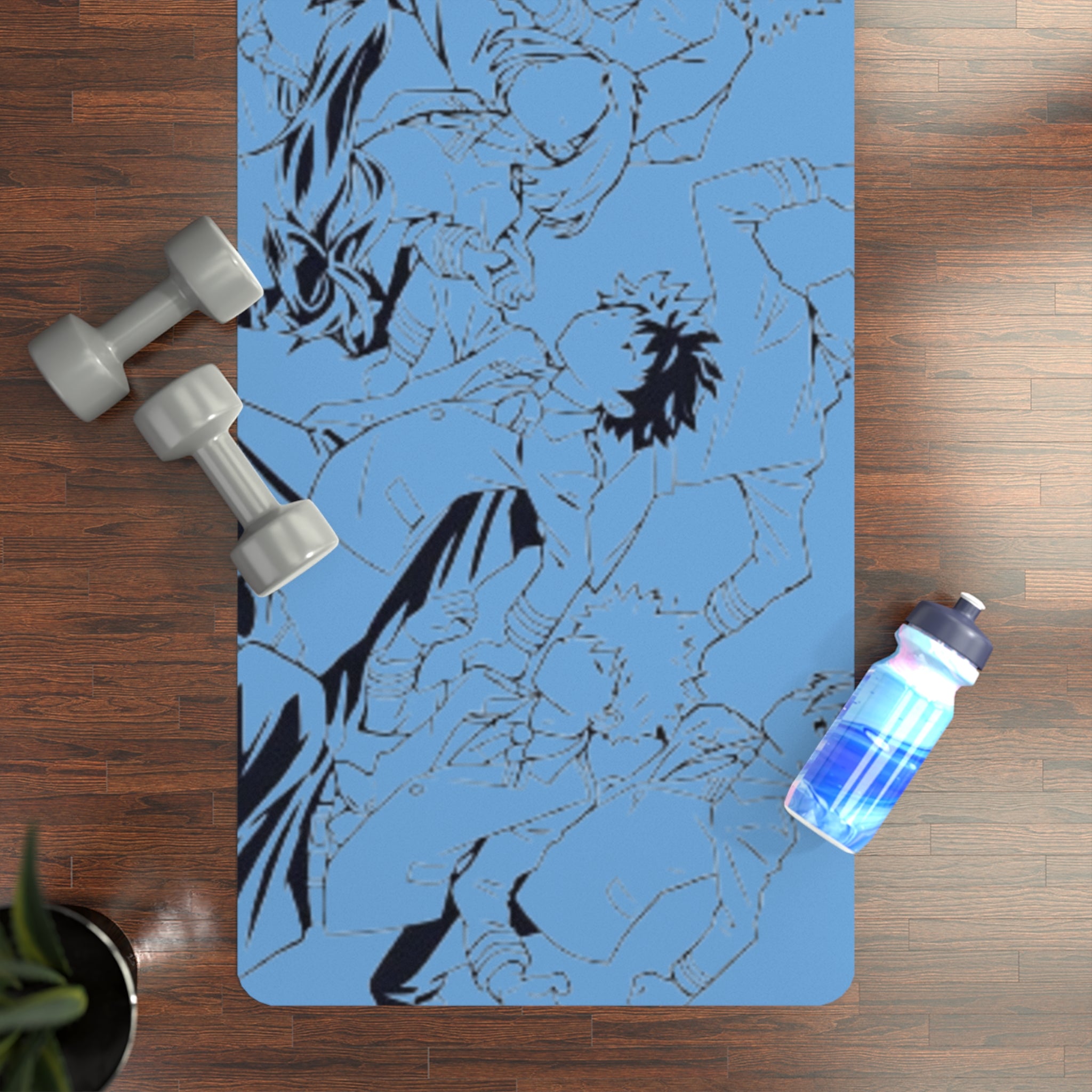 Plus Ultra Anime Explosion rubber yoga mat | blue hero graphic