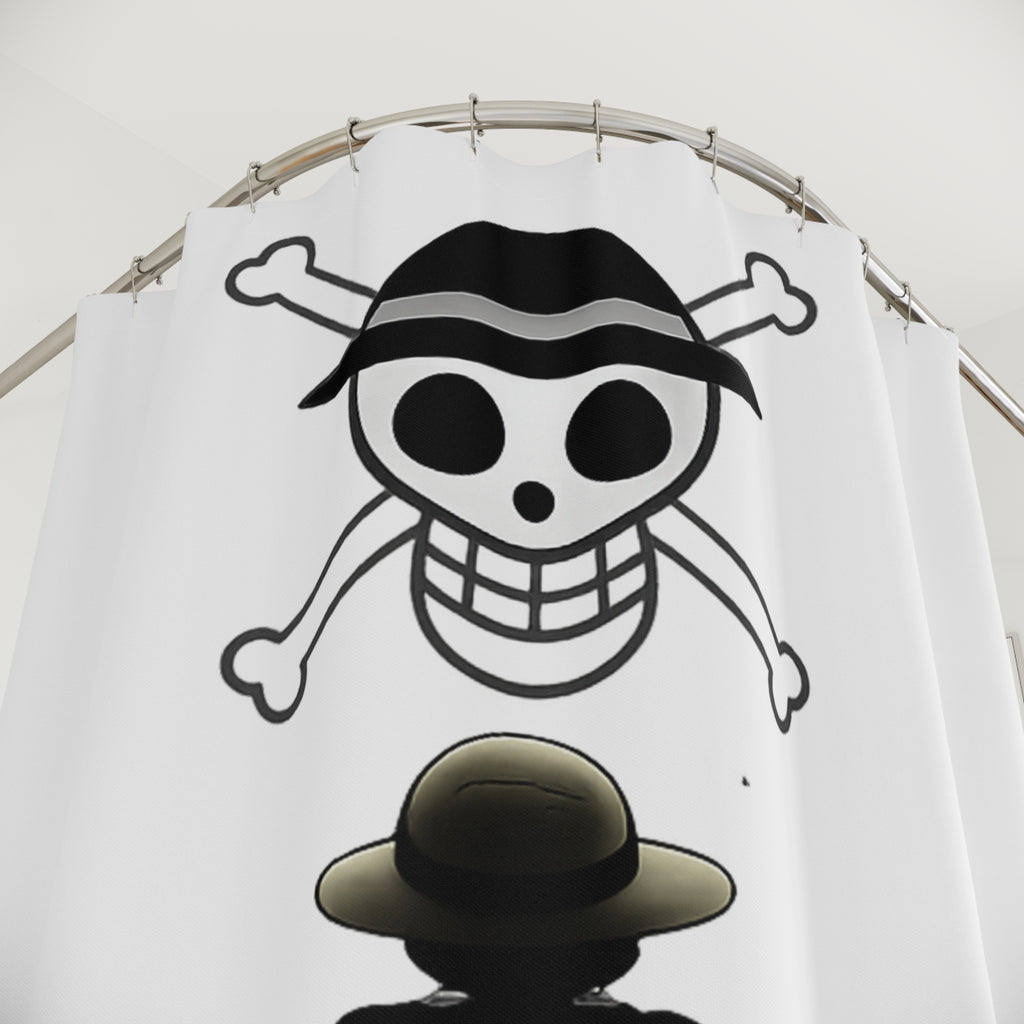 Straw Hat Shower Curtain | Silhouette Jolly Roger