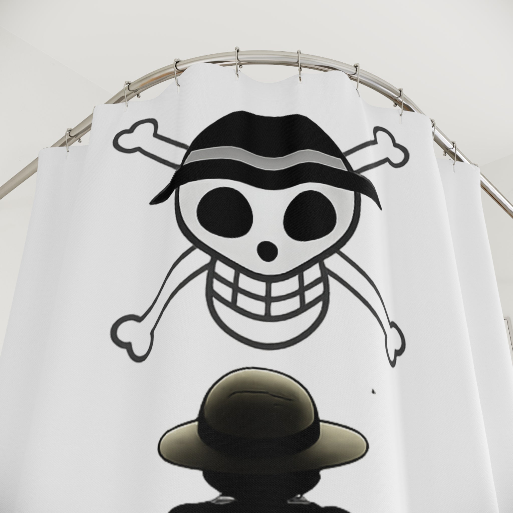 Straw Hat Shower Curtain | Silhouette Jolly Roger