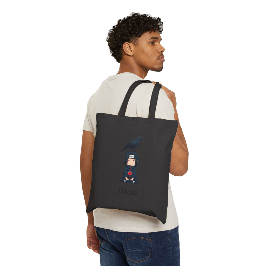 boy chibi with crow Tote Bag | Anime character illustration, minimalist canvas tote