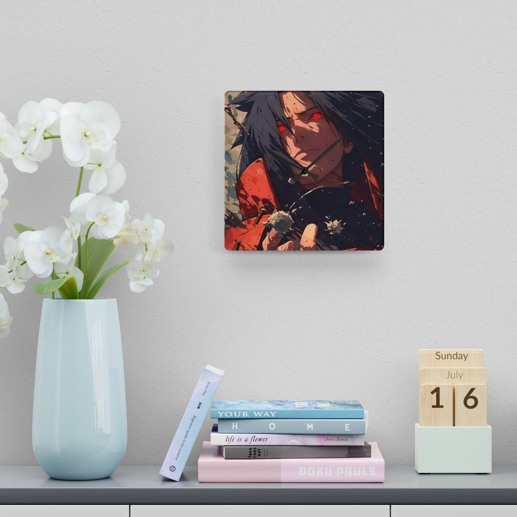 Anime Wall Clock — Red-Eyed Dark Hero Acrylic Clock