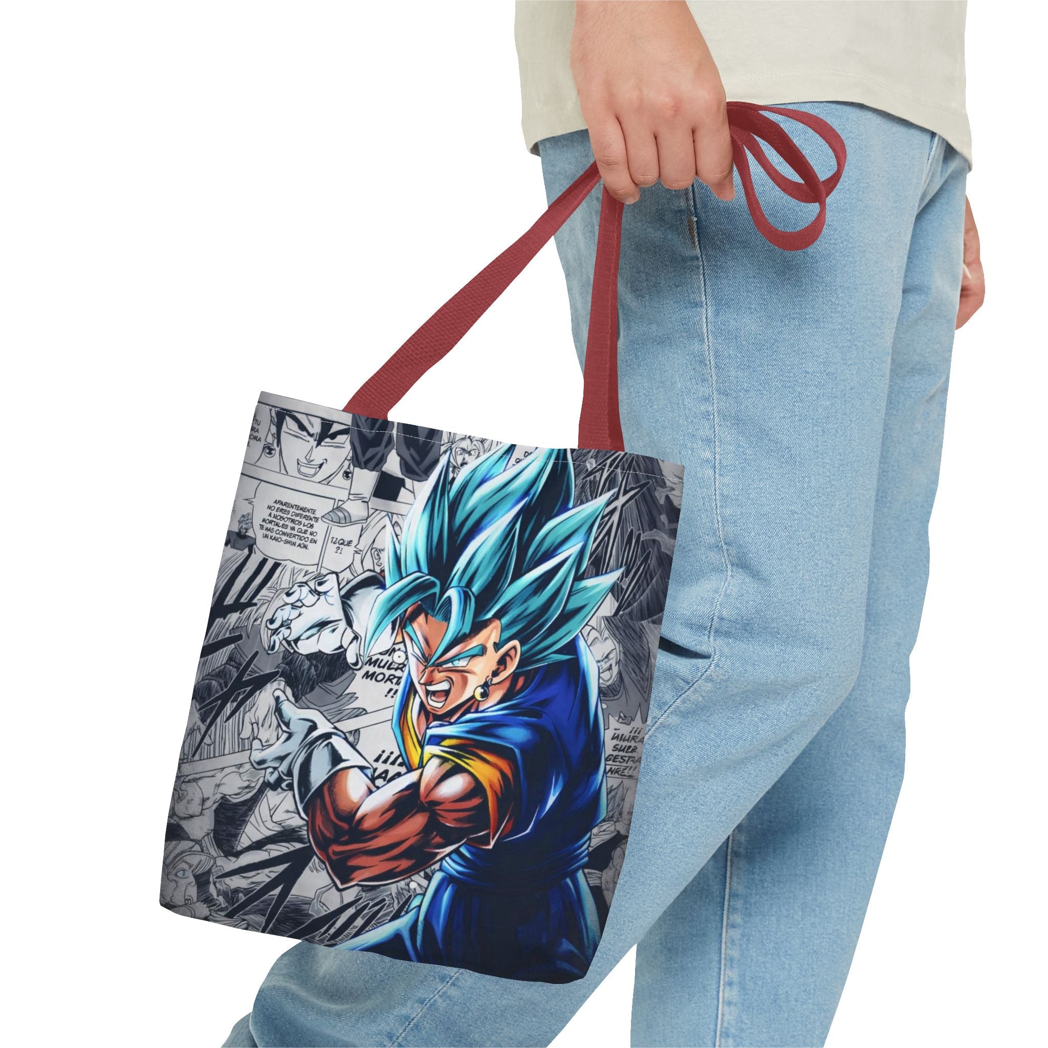 Blue Super Saiyan Illustration Tote Bag | Anime Manga Panel Background