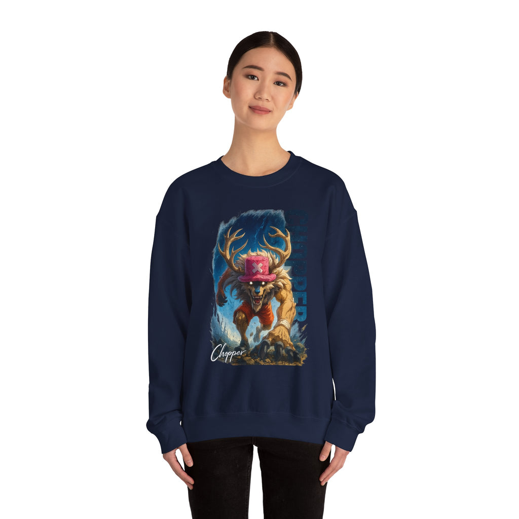 Moose Rider Illustration Sweatshirt | Retro Chopper Graphic Crewneck